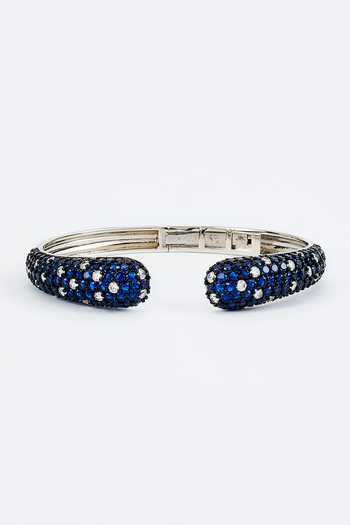 Buy Vivinia By Vidhi Mehra Silver Plated Zari Designer And Blue Zircon Bangle Online at Aza Fashions Buy_Vivinia By Vidhi Mehra_Silver Plated Zari Designer And Blue Zircon Bangle _Online_at_Aza_Fashions