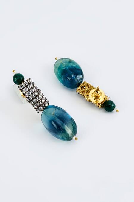 Vivinia By Vidhi Mehra Green Zari Emerald Synthetic Designer Jewellery Set Online at Aza Fashions Vivinia By Vidhi Mehra_Green Zari Emerald Synthetic Designer Jewellery Set _Online_at_Aza_Fashions