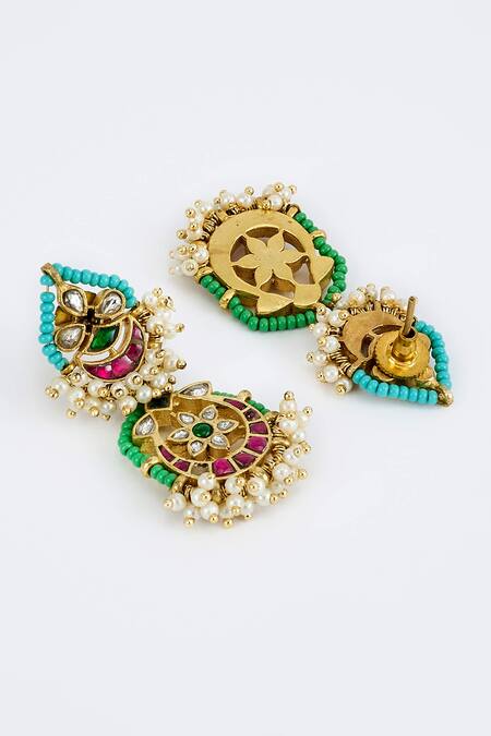 Buy_Vivinia By Vidhi Mehra_Multi Color Beads Necklace And Earring Set _Online_at_Aza_Fashions