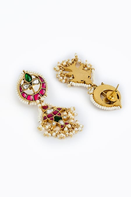 Vivinia By Vidhi Mehra_Gold Plated Imitation Diamonds Kundan Polki Designer Jewellery Set _Online_at_Aza_Fashions