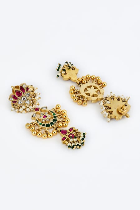 Vivinia By Vidhi Mehra_Gold Plated Imitation Diamonds Kundan Polki Designer Jewellery Set _Online_at_Aza_Fashions