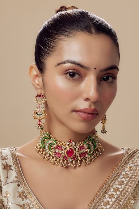 VIVINIA by Vidhi Mehra Gold Plated Diamonds Kundan Polki Designer Jewellery Set 