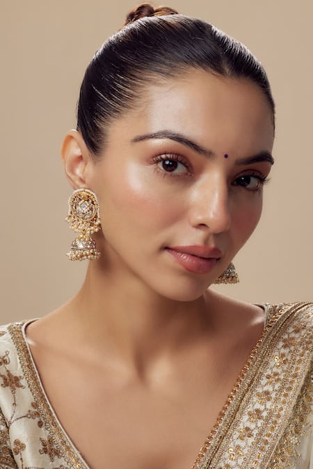 VIVINIA by Vidhi Mehra Gold Kundan Polki Jhumkas 