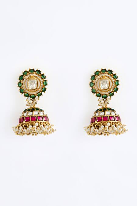 Buy_Vivinia By Vidhi Mehra_Gold Plated Zari Kundan Polki Necklace Set _Online_at_Aza_Fashions