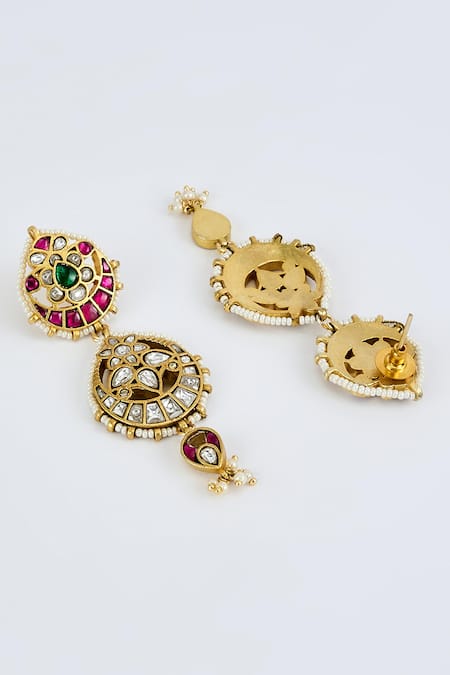 Vivinia By Vidhi Mehra_Gold Plated Imitation Diamonds Designer Kundan Polki Jewellery Set _Online_at_Aza_Fashions