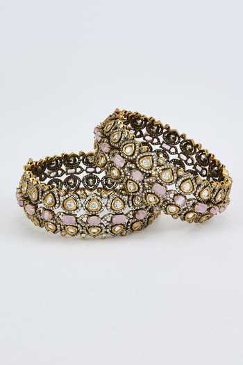 Buy Vivinia By Vidhi Mehra Gold Plated Imitation Diamonds And Pink Kundan Polki Bangles Online at Aza Fashions Buy_Vivinia By Vidhi Mehra_Gold Plated Imitation Diamonds And Pink Kundan Polki Bangles _Online_at_Aza_Fashions