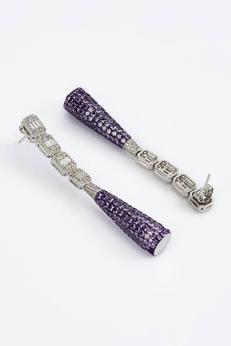 Buy Vivinia By Vidhi Mehra Silver Plated Zari And Purple Zircon Danglers Online at Aza Fashions Buy_Vivinia By Vidhi Mehra_Silver Plated Zari And Purple Zircon Danglers _Online_at_Aza_Fashions