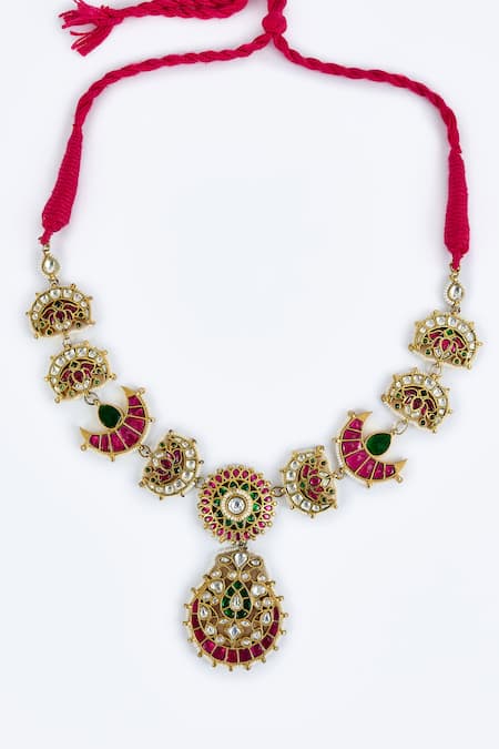 Vivinia By Vidhi Mehra_Gold Plated Kundan Polki Dori Necklace _Online_at_Aza_Fashions