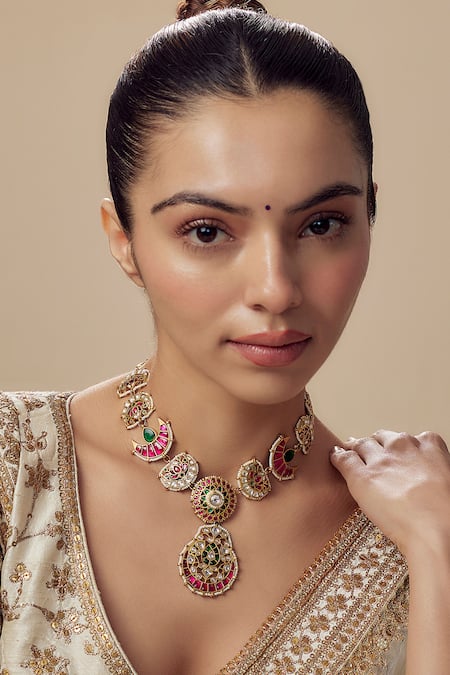 VIVINIA by Vidhi Mehra Kundan Polki Dori Necklace 