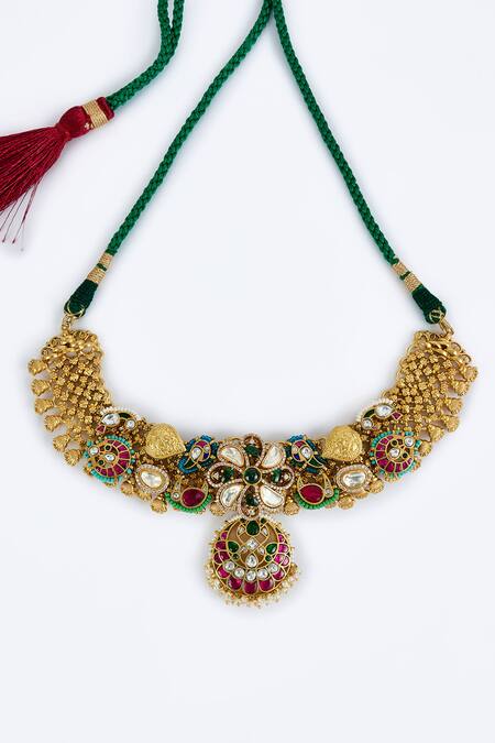 Buy Vivinia By Vidhi Mehra Gold Plated Imitation Diamonds Designer Kundan Polki Jewellery Set Online at Aza Fashions Buy_Vivinia By Vidhi Mehra_Gold Plated Imitation Diamonds Designer Kundan Polki Jewellery Set _Online_at_Aza_Fashions