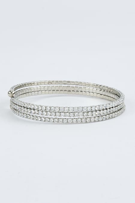 Vivinia By Vidhi Mehra Silver Zircon Embellished Kada 