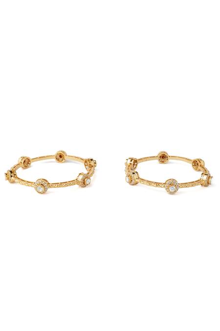 Vivinia By Vidhi Mehra Gold Plated Imitation Diamonds Kundan Polki Designer Bangles Online at Aza Fashions Vivinia By Vidhi Mehra_Gold Plated Imitation Diamonds Kundan Polki Designer Bangles _Online_at_Aza_Fashions