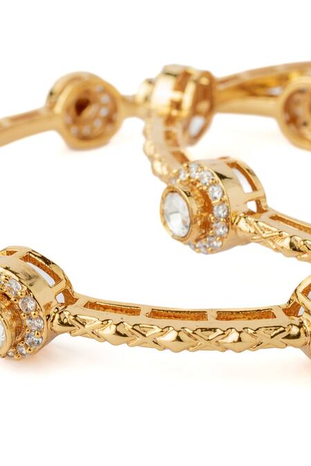 Buy Vivinia By Vidhi Mehra Gold Plated Imitation Diamonds Kundan Polki Designer Bangles Online at Aza Fashions Buy_Vivinia By Vidhi Mehra_Gold Plated Imitation Diamonds Kundan Polki Designer Bangles _Online_at_Aza_Fashions