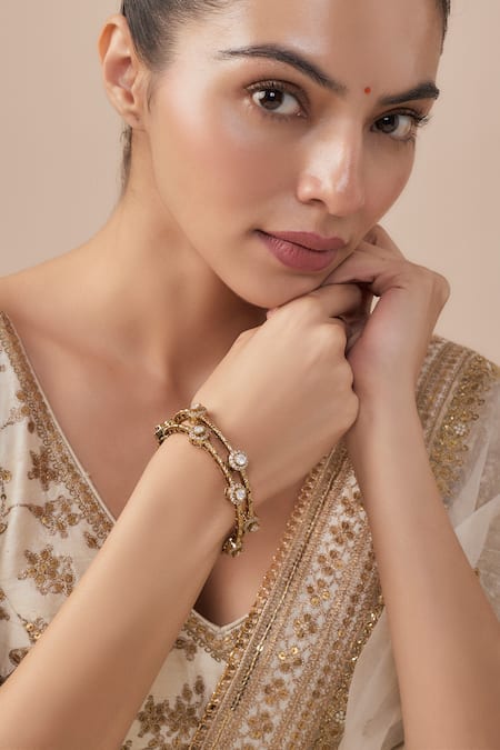 Vivinia By Vidhi Mehra Gold Kundan Polki Designer Bangles 