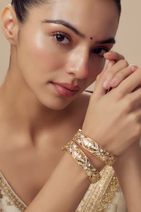 Vivinia By Vidhi Mehra Gold Kundan Polki Designer Bangles 