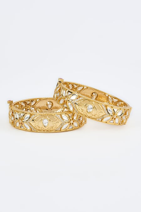 Vivinia By Vidhi Mehra Gold Kundan Polki Designer Bangles 