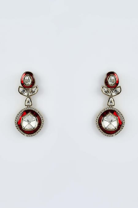 Vivinia By Vidhi Mehra_Gold Plated Kundan Polki Necklace And Earring Set _Online_at_Aza_Fashions