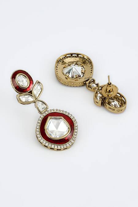 Vivinia By Vidhi Mehra_Gold Plated Kundan Polki Necklace And Earring Set _at_Aza_Fashions