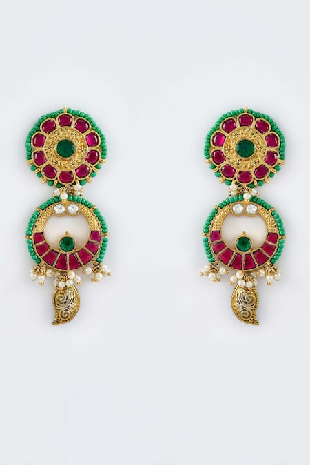 Vivinia By Vidhi Mehra_Multi Color Kundan Polki Necklace And Earring Set _Online_at_Aza_Fashions