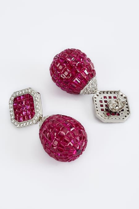 Buy_Vivinia By Vidhi Mehra_Silver Plated Zari Designer Zircon Embellished Danglers _Online_at_Aza_Fashions