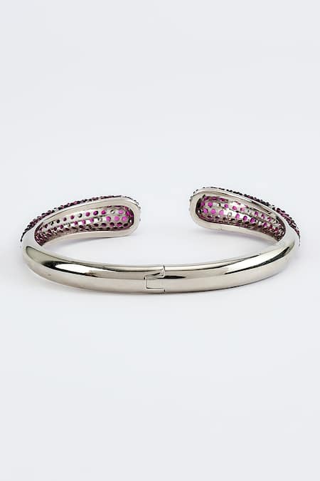 Vivinia By Vidhi Mehra_Silver Plated Zari Zircon Embellished Kada _Online_at_Aza_Fashions