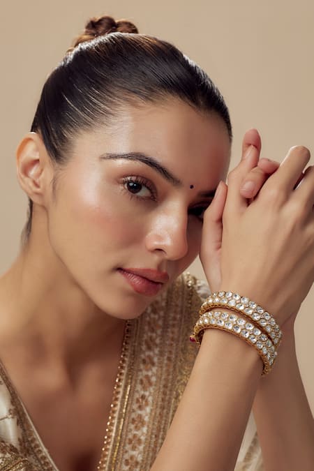 VIVINIA by Vidhi Mehra Gold Kundan Polki Designer Bangles 
