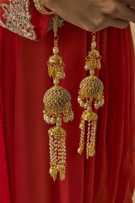 Shop Vivinia By Vidhi Mehra Gold Plated Kundan Polki Kaleera Set Online at Aza Fashions Shop_Vivinia By Vidhi Mehra_Gold Plated Kundan Polki Kaleera Set _Online_at_Aza_Fashions