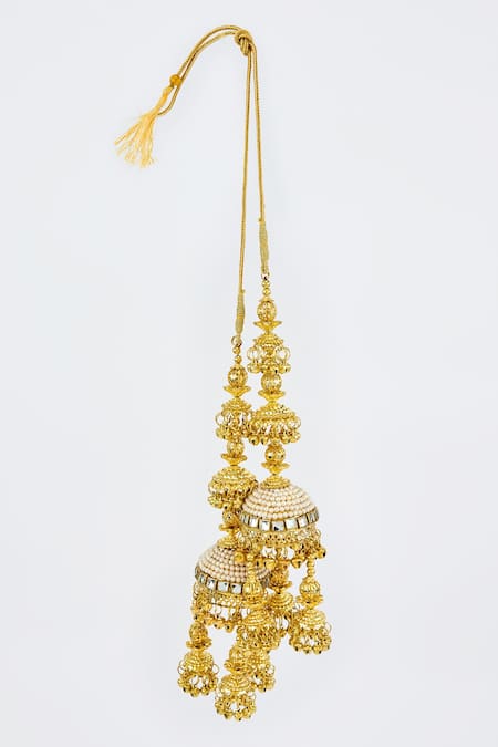 Shop Vivinia By Vidhi Mehra Gold Plated Kundan Polki Designer Kaleeras at Aza Fashions Shop_Vivinia By Vidhi Mehra_Gold Plated Kundan Polki Designer Kaleeras _at_Aza_Fashions