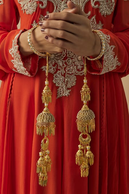 VIVINIA by Vidhi Mehra Gold Designer Kaleeras with Kundan & Polki 