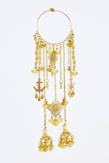 Vivinia By Vidhi Mehra_Gold Plated Kaleera Bangles With Charms _Online_at_Aza_Fashions