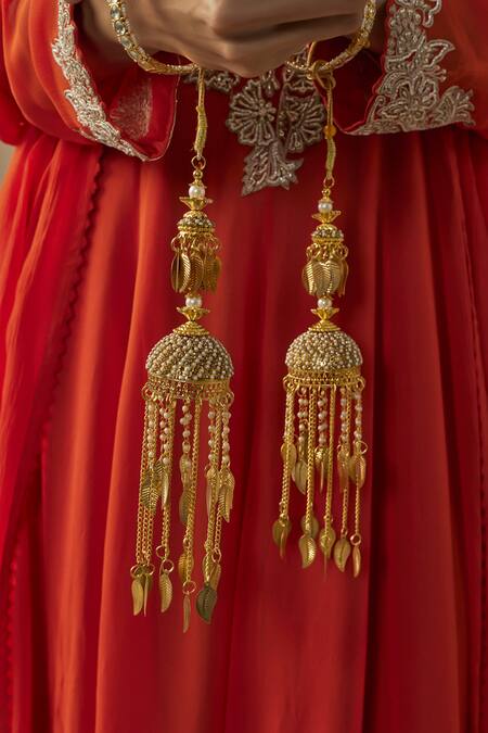 Buy_Vivinia By Vidhi Mehra_Gold Plated Kundan Polki Designer Kaleeras _Online_at_Aza_Fashions