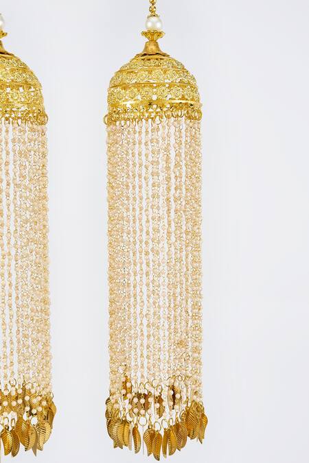 Shop_Vivinia By Vidhi Mehra_Gold Plated Pearls Designer Kaleeras _Online_at_Aza_Fashions