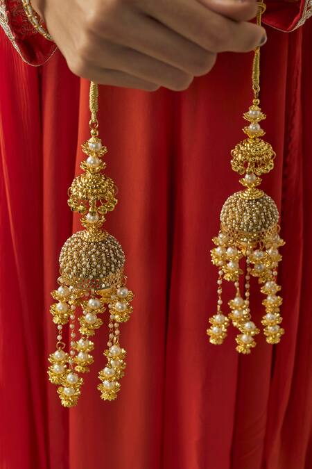 Shop Vivinia By Vidhi Mehra Gold Plated Kundan Polki Designer Kaleeras Online at Aza Fashions Shop_Vivinia By Vidhi Mehra_Gold Plated Kundan Polki Designer Kaleeras _Online_at_Aza_Fashions