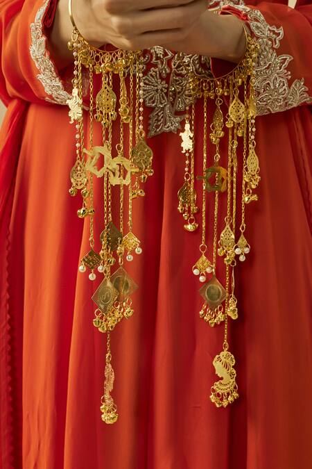 Buy_Vivinia By Vidhi Mehra_Gold Plated Adjustable Kaleera Bangles _Online_at_Aza_Fashions