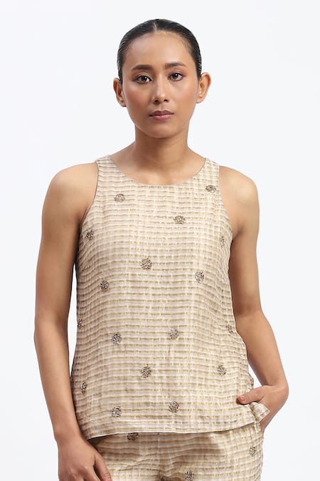 ABRAHAM AND THAKORE Gold Maheshwar Top 