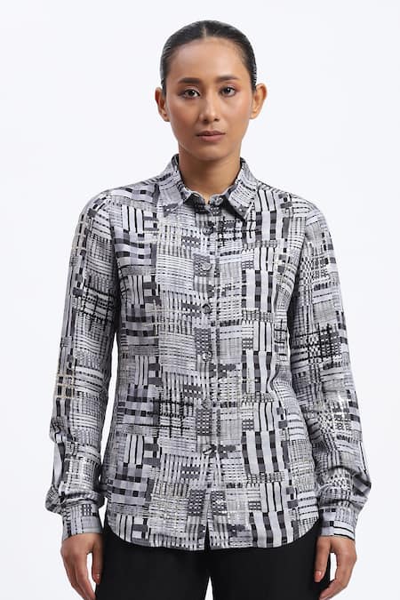 ABRAHAM AND THAKORE Handpainted Checks Shirt 