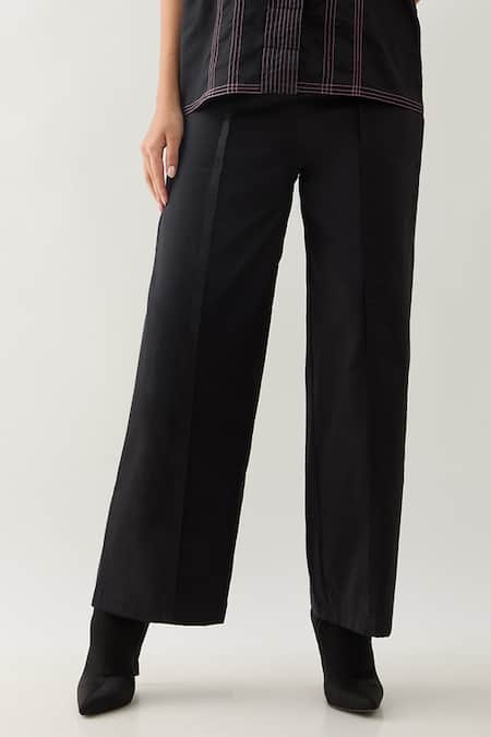 Buy_Son Of A Noble Snob_Black Cotton Satin Bows Paneled Midi Skirt _Online_at_Aza_Fashions