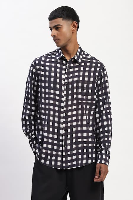 Abraham And Thakore Watercolour Checks Casual Shirt 