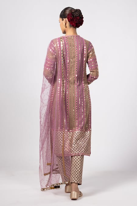 Vvani By Vani Vats Mud Mauve Mirror Kurta Set 