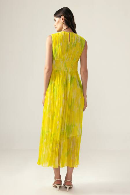 Reena Sharma Alina Yellow Ruching Dress 