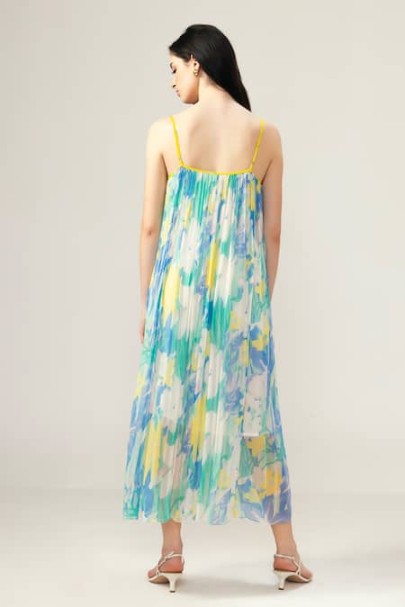 Reena Sharma Light Blue Nora Cami Midi Dress 