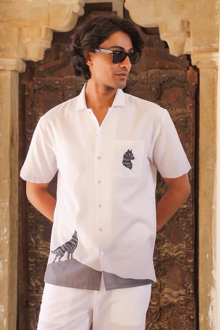 Raw & Rustic by Niti Bothra Embroidered Cuban Collar Shirt 