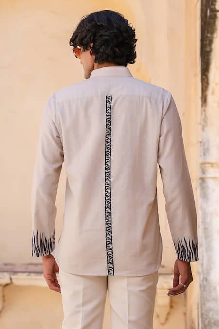 Raw & Rustic By Niti Bothra Ivory Zebra Embroidered Shirt Kurta 