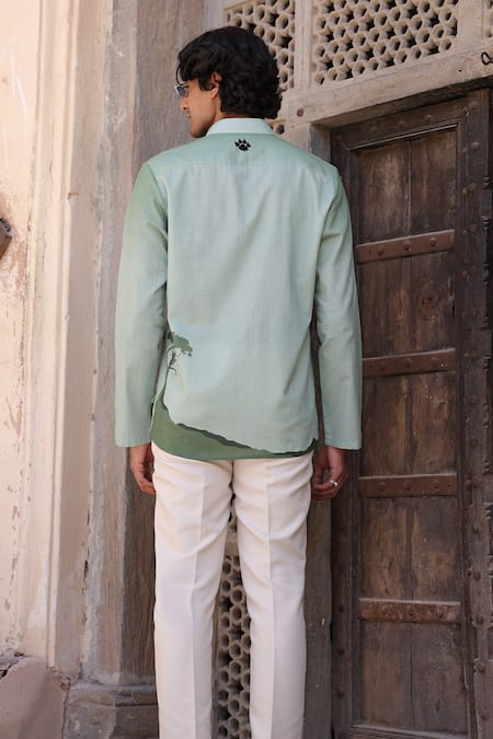 Raw & Rustic By Niti Bothra Green Panther Embroidered Kurta 