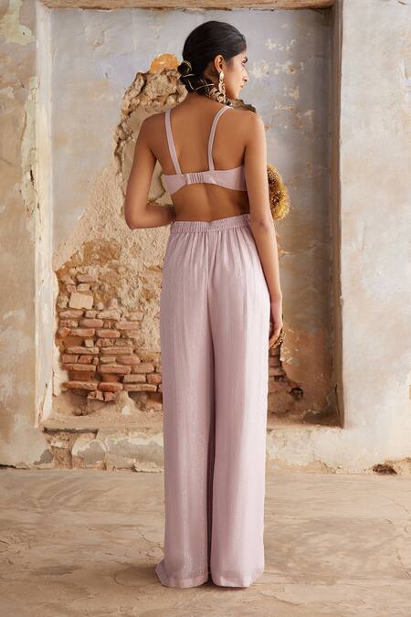 Etasha By Asha Jain_Mauve Georgette Square Neck Cape And Palazzo Set _Online_at_Aza_Fashions