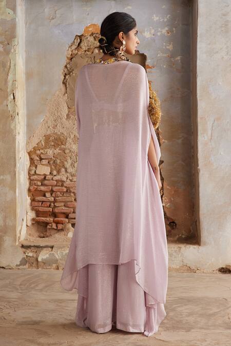 Etasha By Asha Jain Mauve Georgette Cape & Palazzo Set 