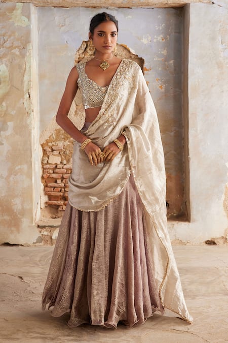 Etasha by Asha Jain Purple & Silver Designer Lehenga Set 
