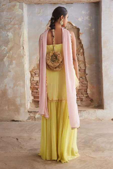 Etasha By Asha Jain Designer Yellow Kurta Set with Dupatta 