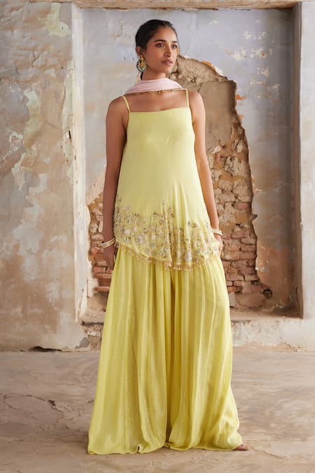 Etasha by Asha Jain Designer Yellow Kurta Set with Dupatta 