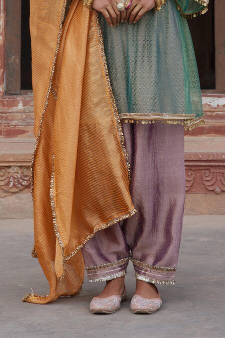 Etasha By Asha Jain Multi Color Tissue Embroidery Round Neck Sea Green Kurta Set Online at Aza Fashions Etasha By Asha Jain_Multi Color Tissue Embroidery Round Neck Sea Green Kurta Set _Online_at_Aza_Fashions